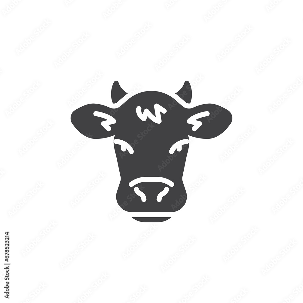 Horned cow vector icon