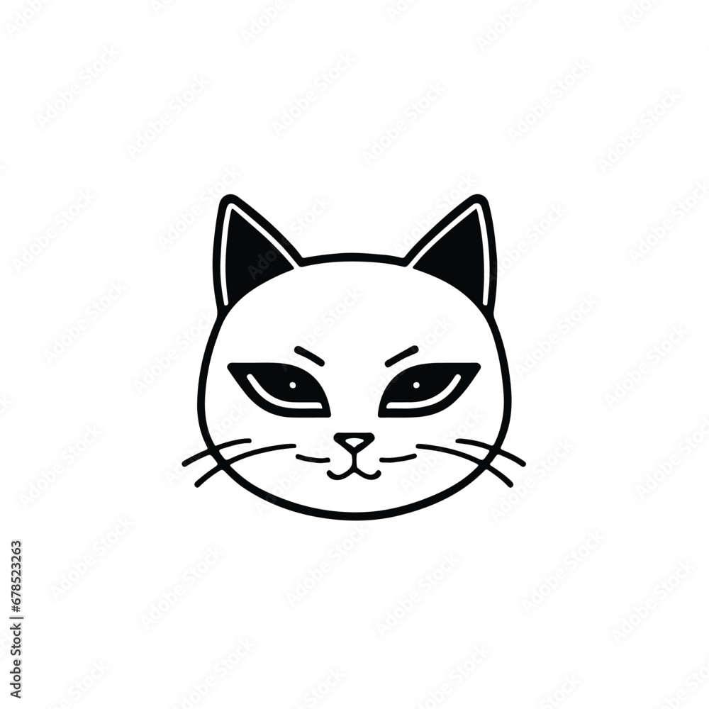 Fototapeta premium head Icon of cat face. Flat outline style.