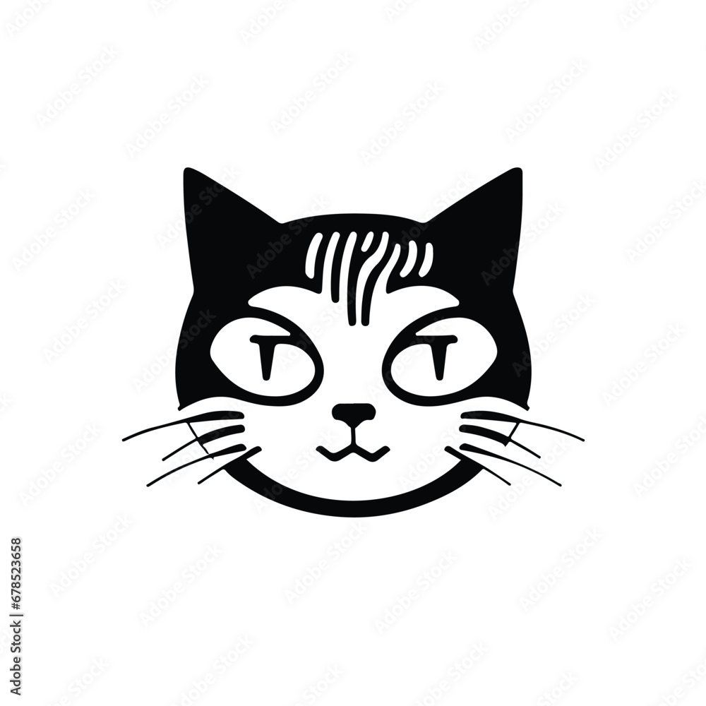 Fototapeta premium head Icon of cat face. Flat outline style.