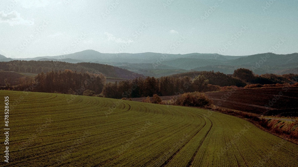 Obraz premium farmlands with mountains