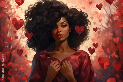 Black woman valentines day card, african american