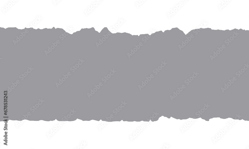 Fototapeta premium Torn Gray Paper with Uneven Edges Isolated on White