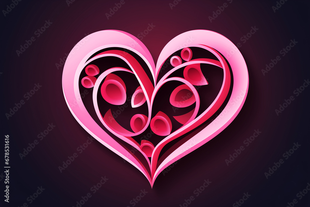 Valentine's day background with paper cut heart on a dark background. Valentine's day background with paper cut heart on a dark background.
