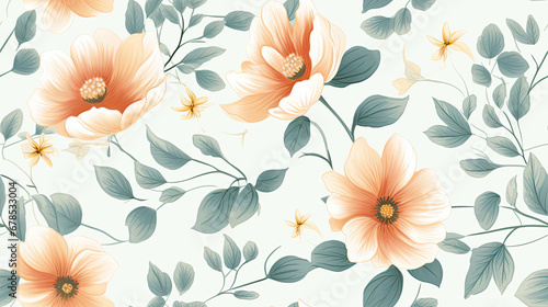 Seamless floral pattern with  watercolor flowers on summer background  watercolor illustration. Template design for textiles  interior  clothes  wallpaper
