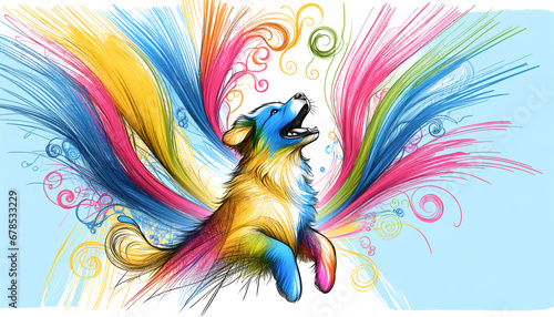 Happy and colorful abstract joyful dog © Chris Hio
