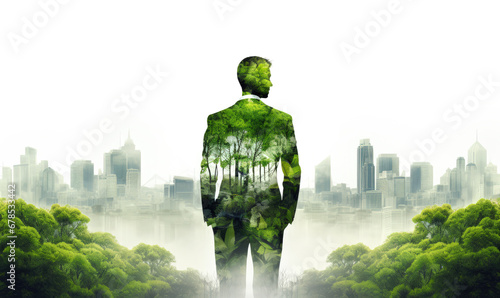 Business man with green city , sustainable business