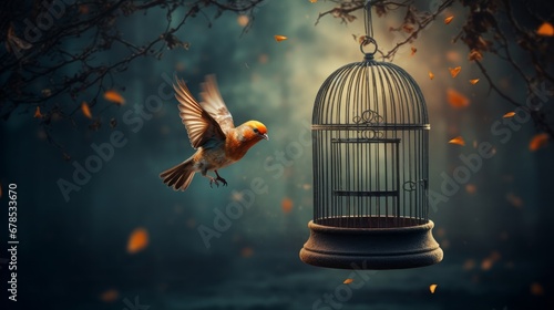 a bird released from a cage  © Hokmiran