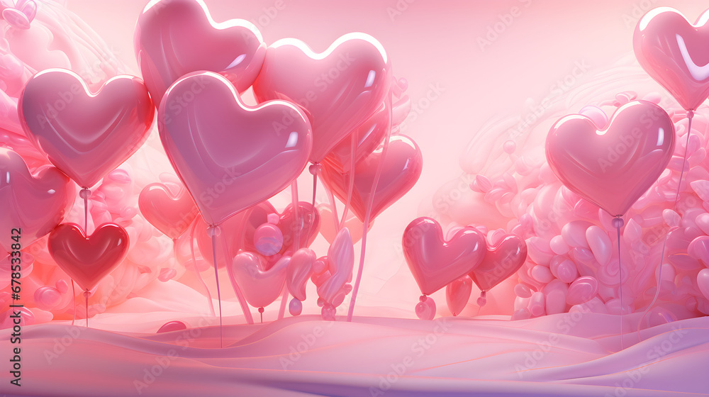 Background of pink hearts romantic love