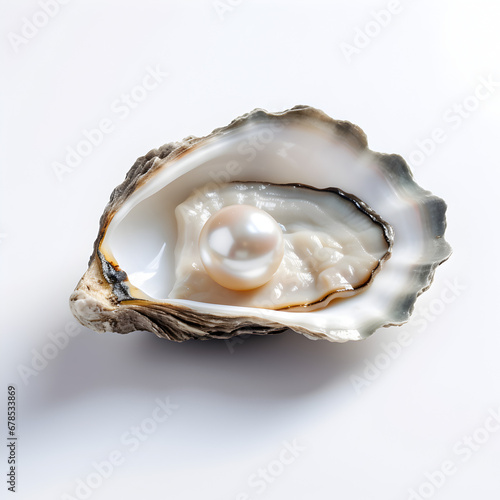 Oyster with Pearl isolated on a white background. Generative ai. 