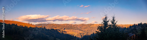 Wide panorama of mountain hills.
