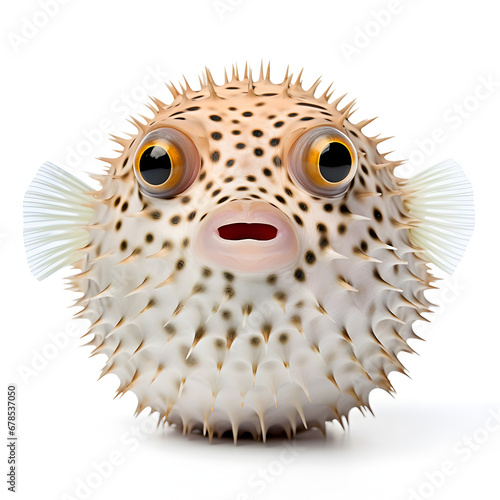 Pufferfish isolated with a white background. A 
 look at unique sealife. Generative ai. 