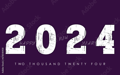 Happy new year 2024 design. With colorful truncated number illustrations. Premium vector design for poster, banner, greeting and new year 2024 celebration.
