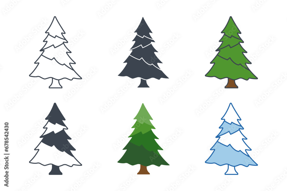 Christmas Tree icon collection with different styles. Pines Tree icon symbol vector illustration isolated on white background