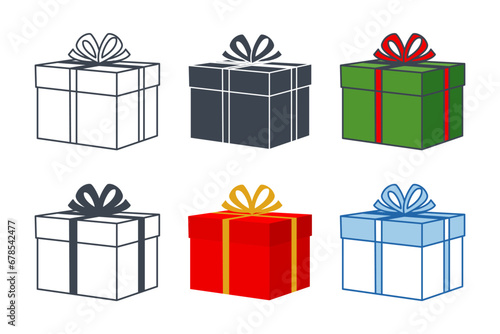 Gift icon collection with different styles. Gift box Present icon symbol vector illustration isolated on white background