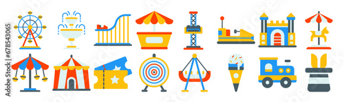 16 set of amusement park icons. Set of amusement park icons.