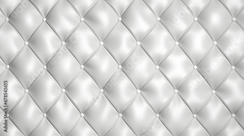 Seamless subtle white diamond tufted upholstery pattern transparent background texture overlay. Abstract soft puffy quilted sofa cushions or headboard displacement, bump or height map.. Generative Ai. © tfk