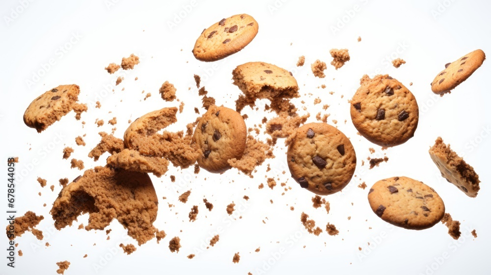 Flying Cookie Pieces. Generative AI Flying Cookie Pieces. Generative AI