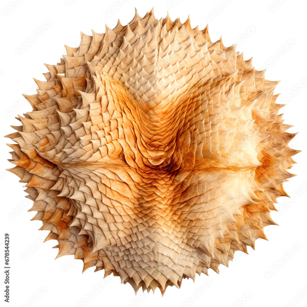 Fototapeta premium Top view of a fur bearded dragon rug isolated on a white background.