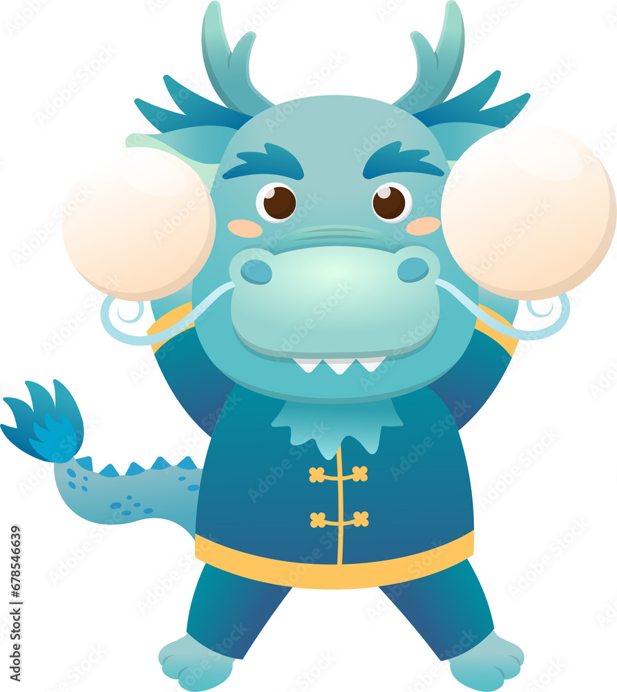 Cute and playful dragon character or mascot with glutinous rice balls for Lantern Festival or Winter Solstice, Asian sticky rice sweet food, vector cartoon style Cute and playful dragon character or mascot with glutinous rice balls for Lantern Festival or Winter Solstice, Asian sticky rice sweet food, vector cartoon style