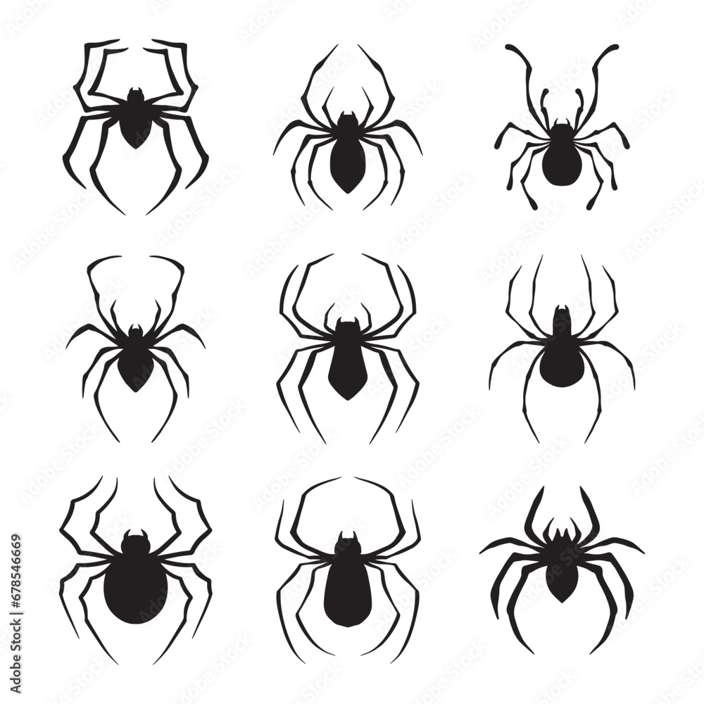 Set of Spider silhouette vector Set of Spider silhouette vector