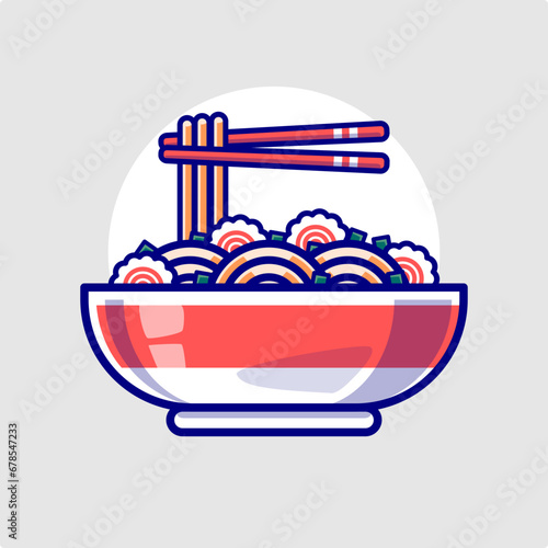 Delicious Japanese Ramen Illustration. Food and Beverage Illustration Concept.