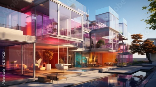 Vibrant virtual architecture showcasing the potential of metaverse real estate  photo