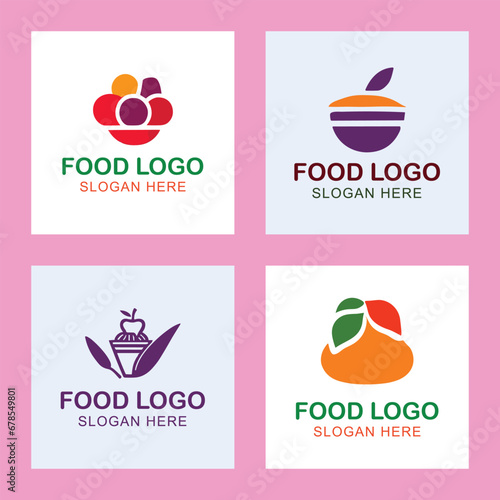 Vector food colorful logo emblems set