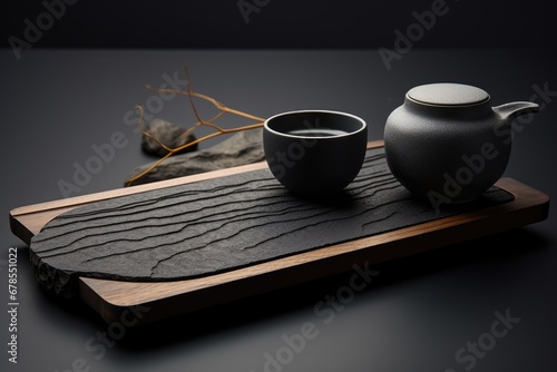 designer tea tray created from black stone