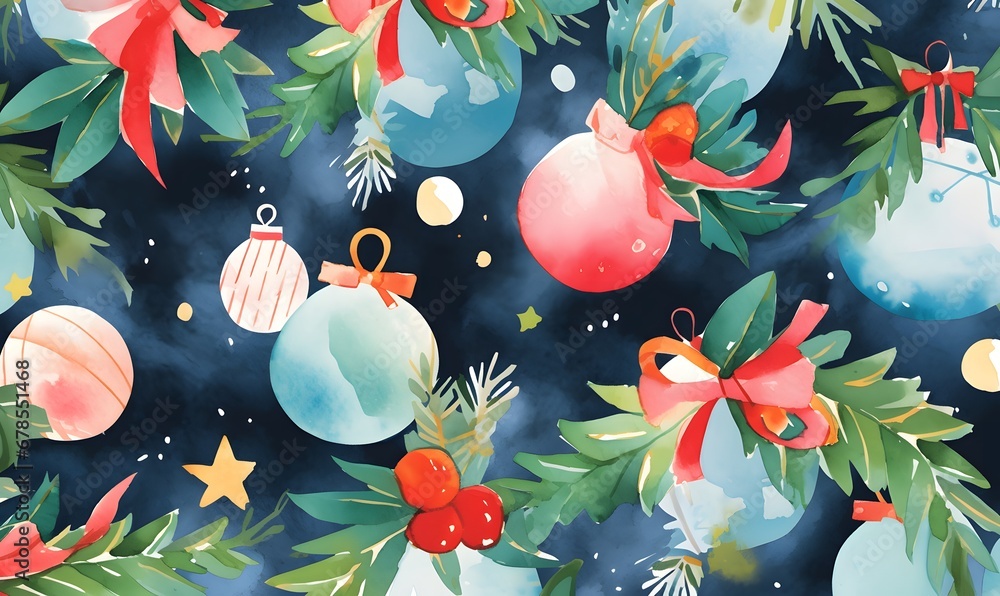 christmas background with balls, Generative AI christmas background with balls, Generative AI
