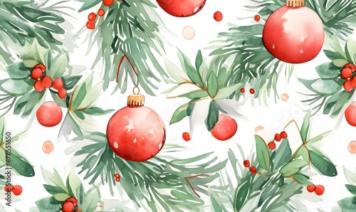 christmas background with balls, Generative AI