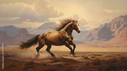 Photographie A painting of a horse running