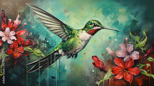 A painting of a hummingbird