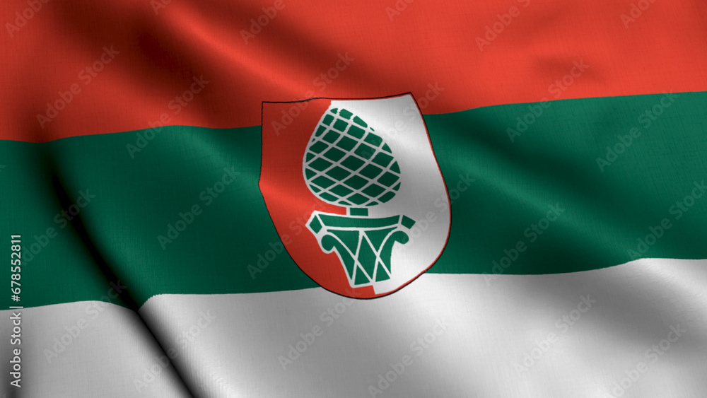 Augsburg City State Flag Germany. Waving Fabric Satin Texture National Flag of Augsburg 3D Illustration. Real Texture Flag of the Augsburg City in the Germany. 