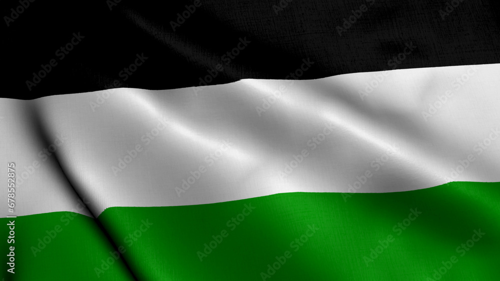 Fototapeta premium Gelsenkirchen City State Flag Germany. Waving Fabric Satin Texture National Flag of Gelsenkirchen 3D Illustration. Real Texture Flag of the Gelsenkirchen City in the Germany.