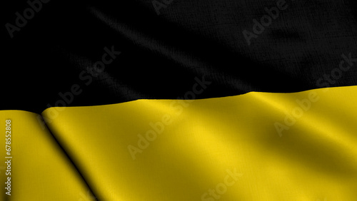 Aachen City State Flag. Waving Fabric Satin Texture National Flag of Aachen 3D Illustration. Real Texture Flag of the Aachen City in the Germany. photo