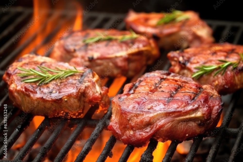 lamb chops on a grill with thick smokey aroma