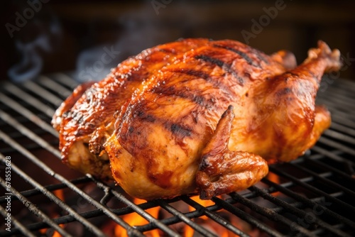 barbecued chicken with charred grill marks