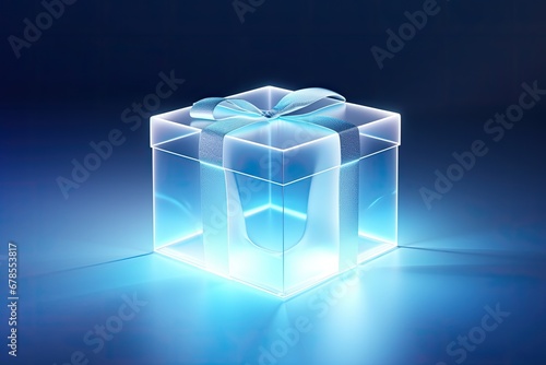 blue transparent gift box