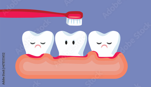 Gums Bleeding after Hard Brushing Teeth Concept Vector Illustration. Suffering from gingivitis vector medical concept illustration
