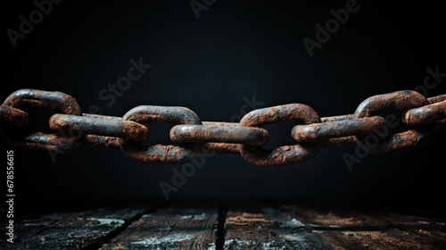 rusty chain, on a black background, Day for the Abolition of Slavery, banner photo