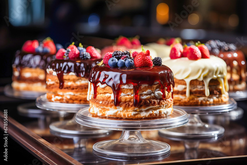 Delicious cakes in a bakery...
