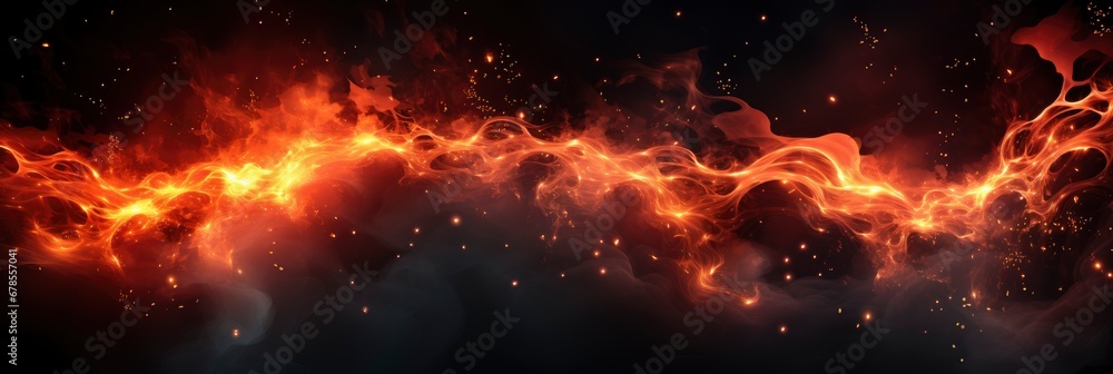 Fire Embers Particles Over Black Background , Banner Image For Website, Background abstract , Desktop Wallpaper