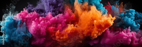 Explosion Coloured Powder Isolated On Black , Banner Image For Website, Background abstract , Desktop Wallpaper