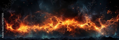 Fire Embers Particles Over Black Background , Banner Image For Website, Background abstract , Desktop Wallpaper