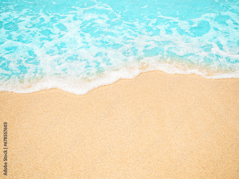 Beach Sand with Wave Sea Ocean Background Blue Water Summer Shore Seaside Foam Calm on Sandy Shore Island Coast Clear Nature Tropical Landscape Beautiful Wallpaper for Tourism Travel Vacation. Beach Sand with Wave Sea Ocean Background Blue Water Summer Shore Seaside Foam Calm on Sandy Shore Island Coast Clear Nature Tropical Landscape Beautiful Wallpaper for Tourism Travel Vacation.