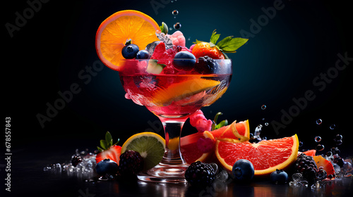 A closeup magazine quality shot of a luxurious fruit cocktail, insane details, and food photography. © Usman