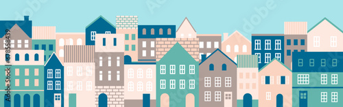 背景素材_ヨーロッパ風のかわいい町並み