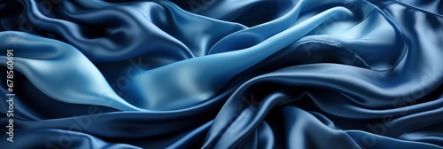 Dark Blue Silk Satin Soft Folds , Banner Image For Website, Background abstract , Desktop Wallpaper