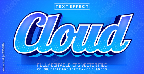 Cloud blue font Text effect editable