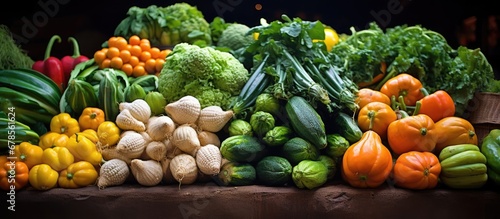 Morning market in Luang Prabang Laos selling fresh vegetables and fruits